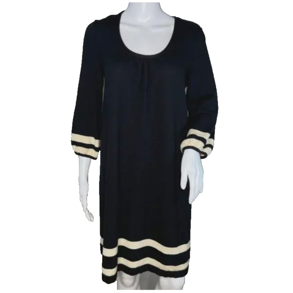 Lilly Pulitzer Dress Womens Medium Black‎ Cream Connie Merino Wool Career Preppy - Picture 2 of 10